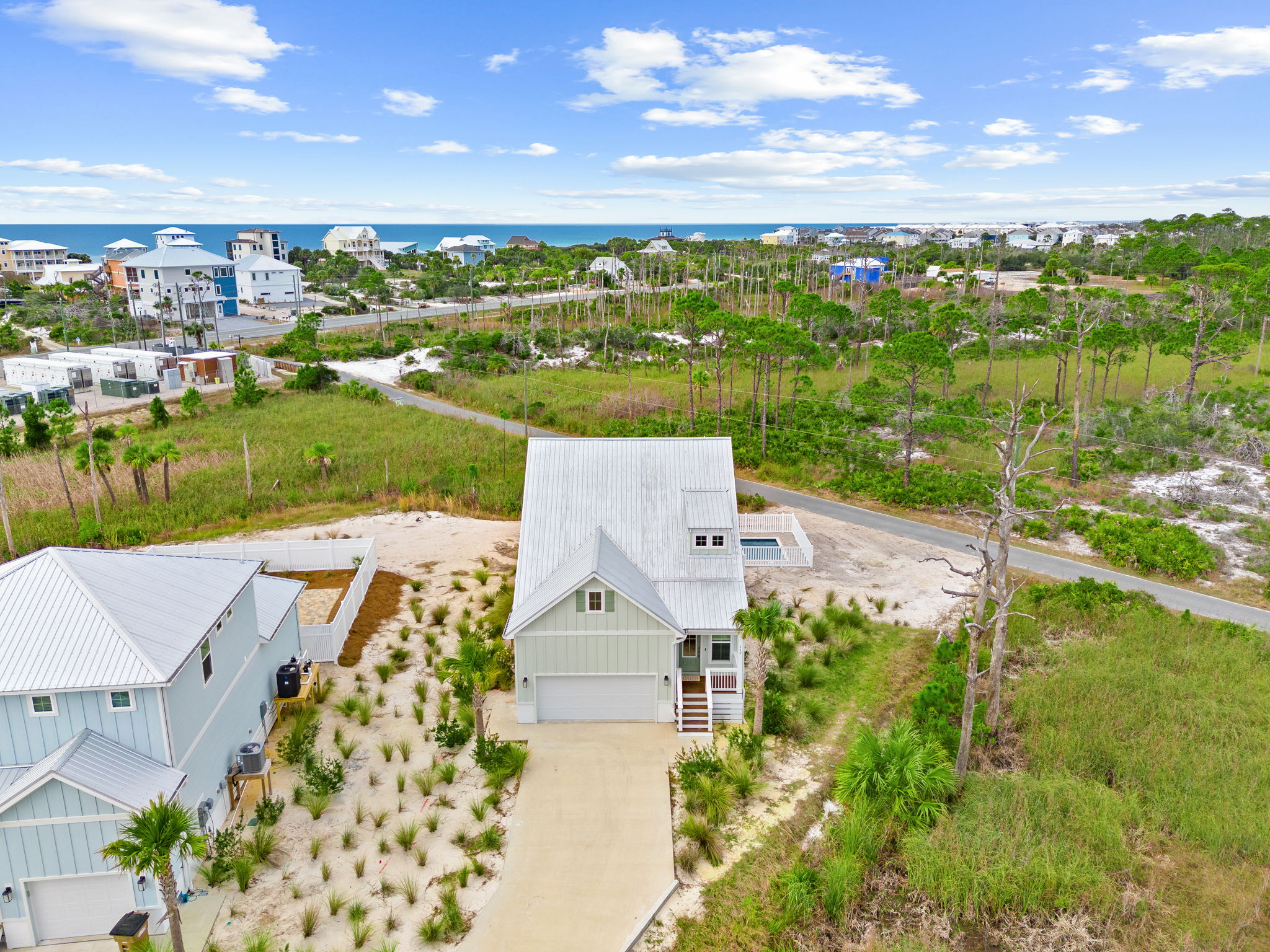 Aerial view of Coco Cabana and Cape San Blas
