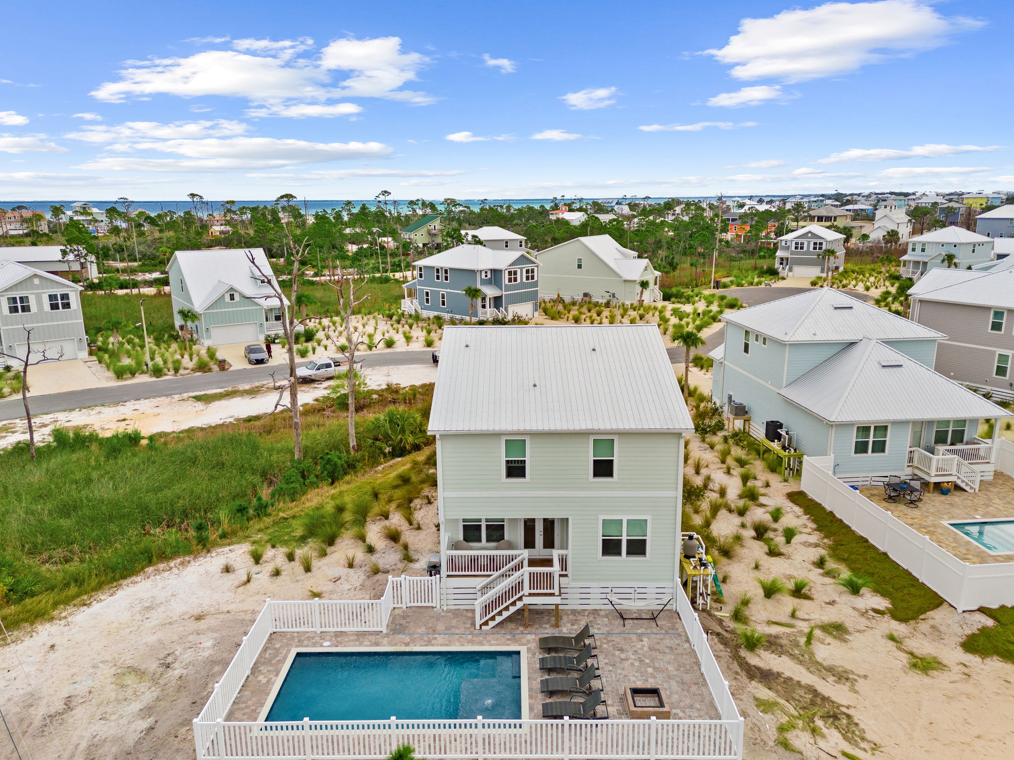 Aerial view of Coco Cabana and Cape San Blas