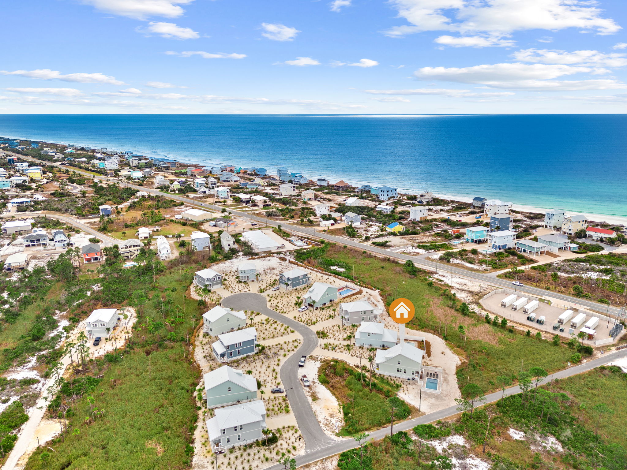 Aerial view of Cape San Blas and the Gulf near Coco Cabana